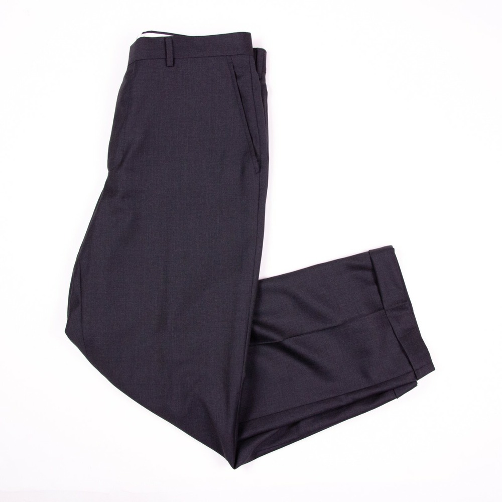 Santorelli Luxury‎ Serge Romeo Mens 34 Charcoal Gray Flat Front Wool Dress Pants